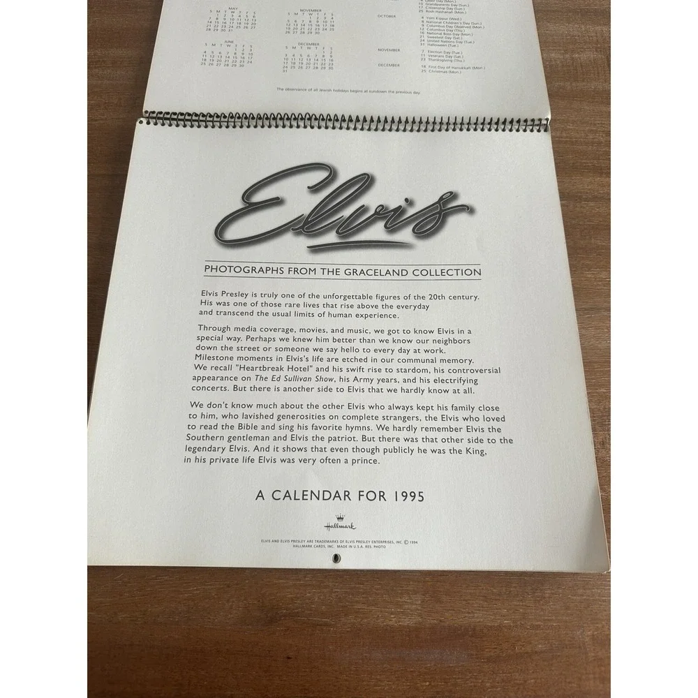 VINTAGE 1995 ELVIS PRESLEY CALENDAR UNMARKED‎
